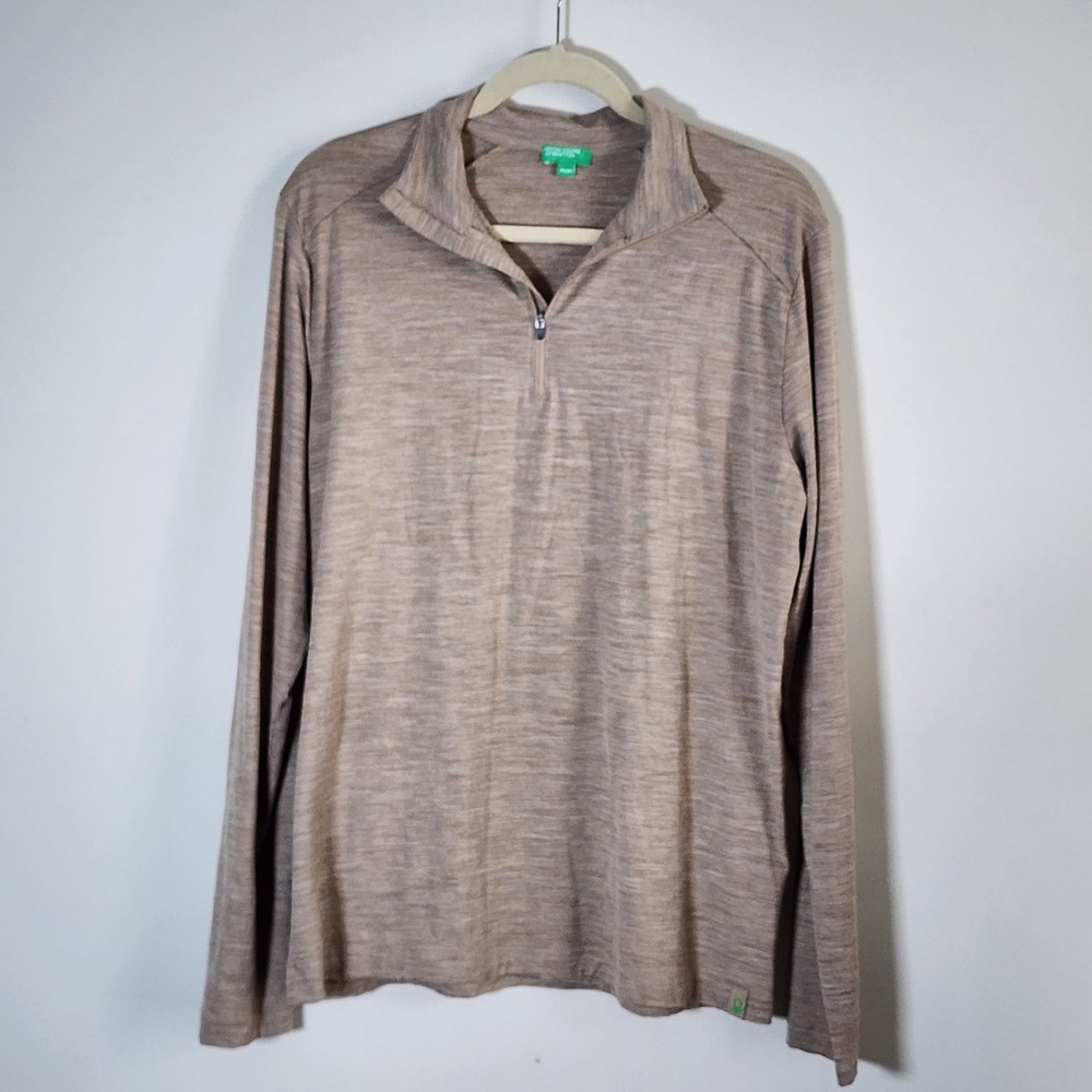 United Colors of Benetton 100% Merino Wool Sweater Mens M Tan Base Layer Winter